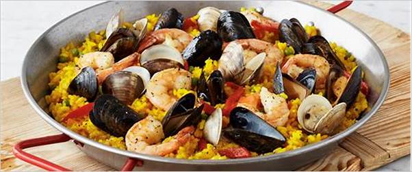 Gourmet paella pan with chef recommendations